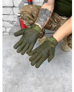 Тактичні рукавички зимові оливкові з сенсорними пальцями на плюші ВТ6580